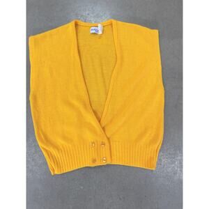 Bedford Fair Women's Knit Vintage Cardigan Vest Yellow size medium